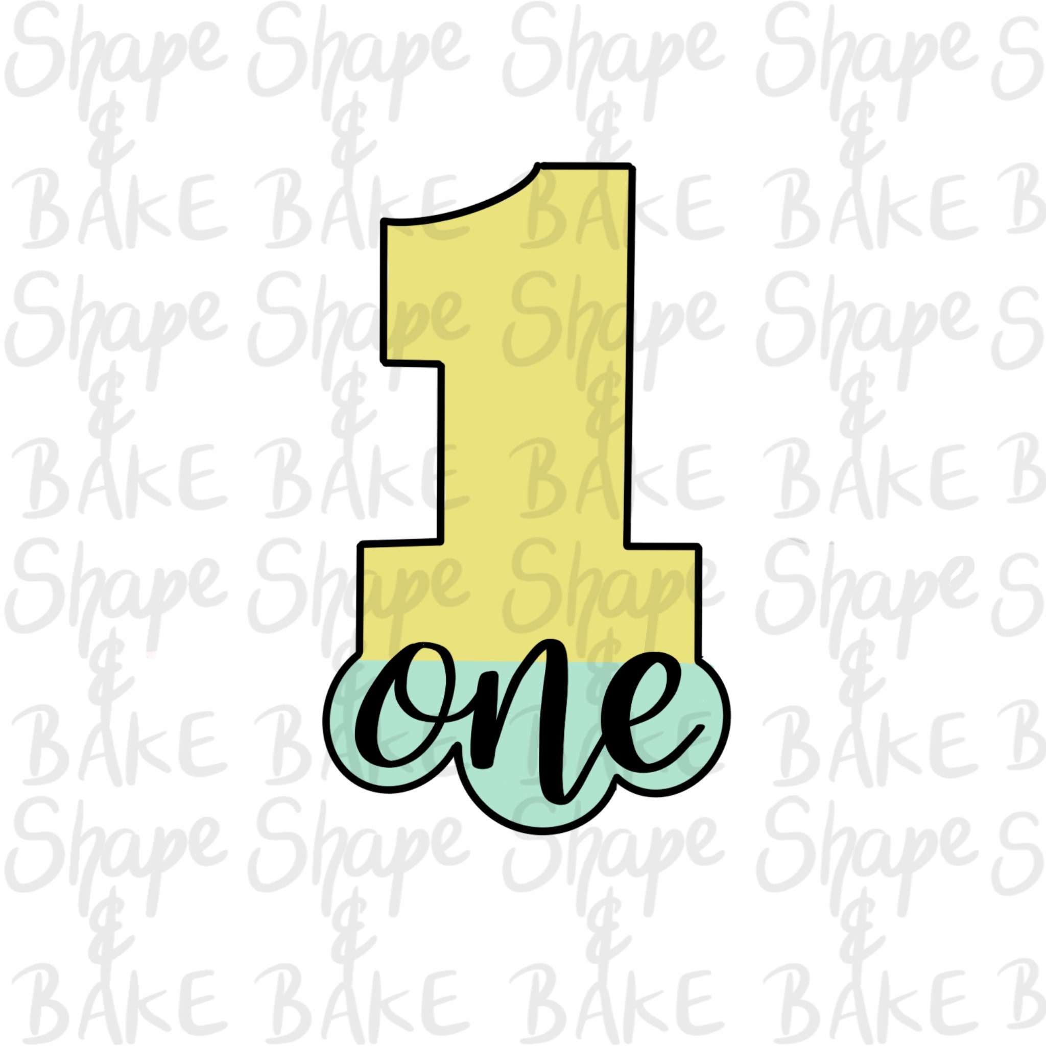 Number one with the wording cookie cutter (outline only)