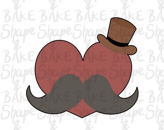 Moustache and hat heart cookie cutter