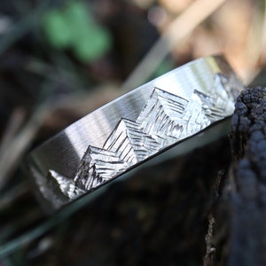 The Summit - The Original Mountain Ring, Titanium, 14k White, Yellow, Rose Gold, Mens, Womens Wedding Ring, Comfort Fit, 6mm, Custom