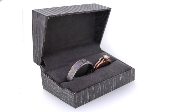 Ornate suede ring box with leather outer box | Available w print logo