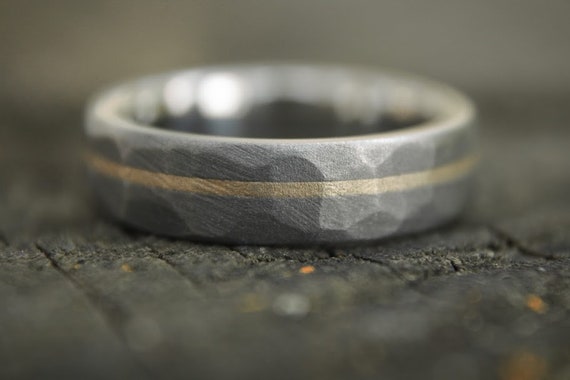 6mm Titanium Band Titanium Wedding Ring 14k Yellow Gold Inlay 6mm Titanium Band Titanium Wedding Ring 14k Yellow Gold Inlay