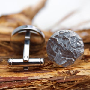 Hammered Cufflinks - Stainless Steel, Fathers Day Gift, Grooms Accessory, Groomsmen Gift, Wedding Accessories, Gift For Him