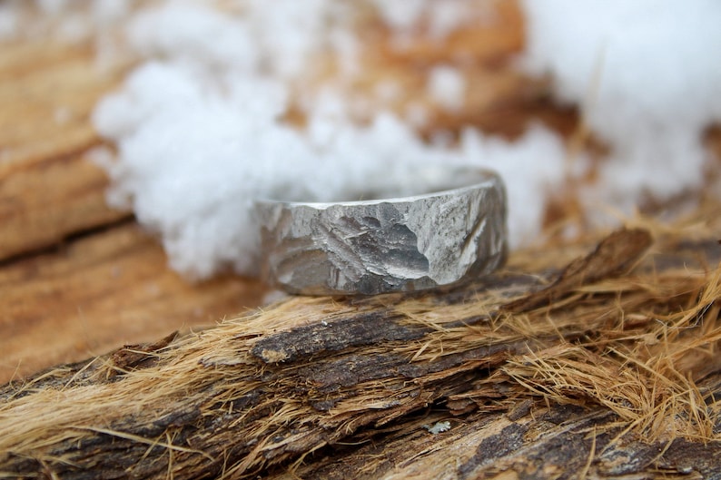 Hammered Titanium Ring, Mens Wedding Band, Distressed Rustic Finish 