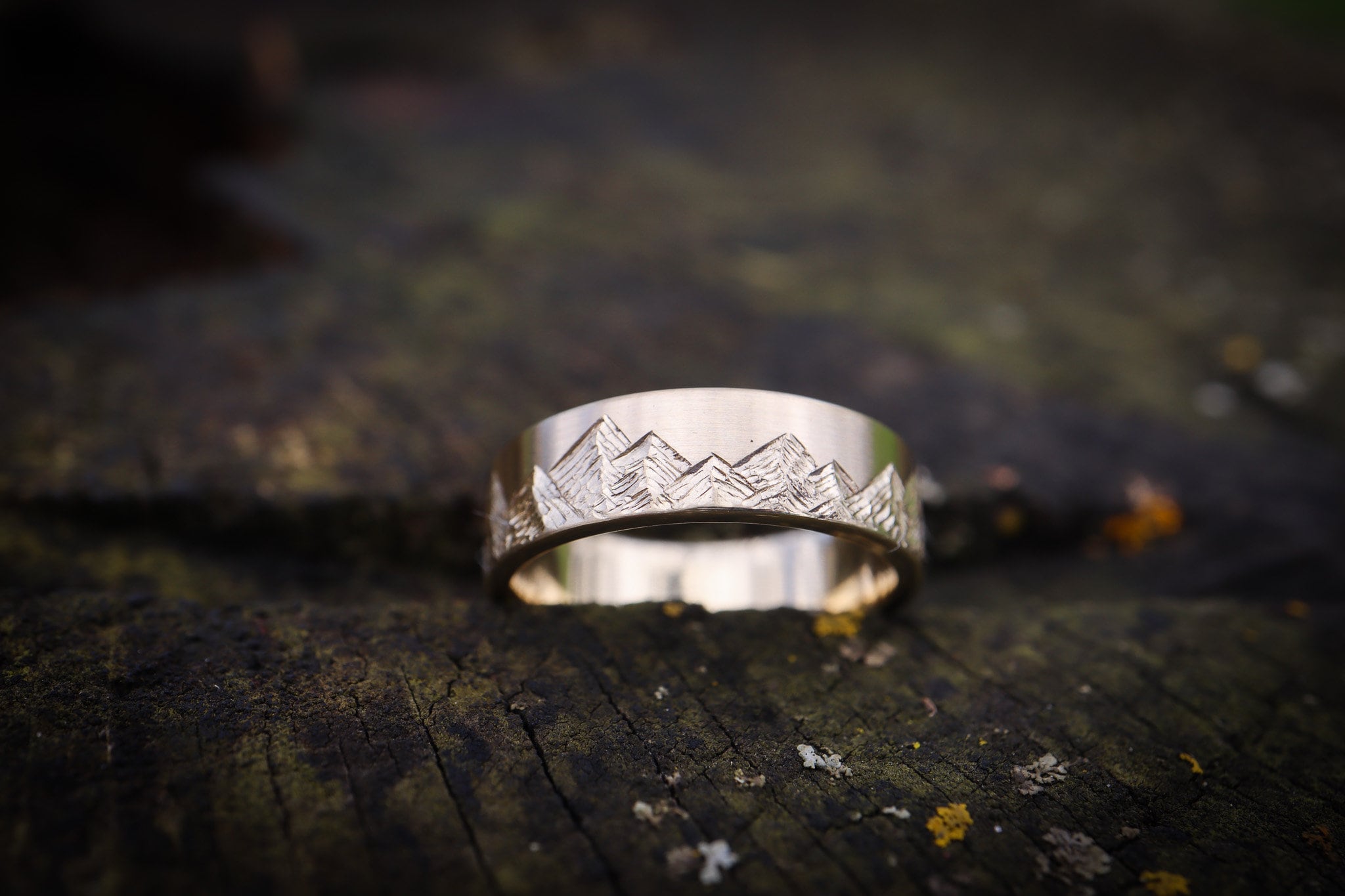 14k Yellow Gold Mountain Ring - 6mm, Mens Wedding Ring, Womens