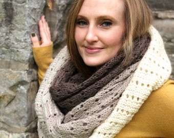 Knitting Pattern - Harkness, Mosaic Knit, Fade Shawl, Large Knit Wrap