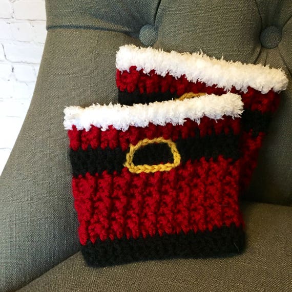 Crochet santa boot cuffs hotsell