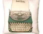 Vintage Typewriter Decorative Linen Pillow