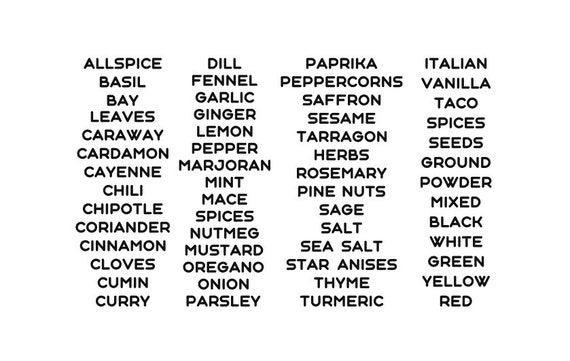 herbs and spices kitchen jar labels easy to weed svg etsy