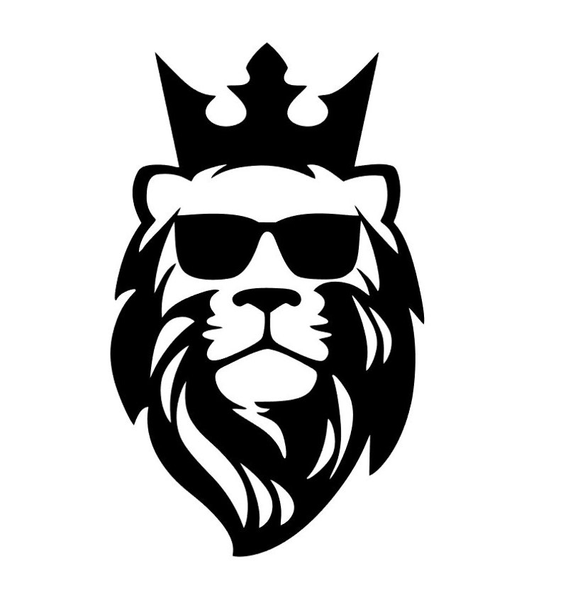 Download Lion crown with sunglasses silhouette svg cut file. Digital | Etsy