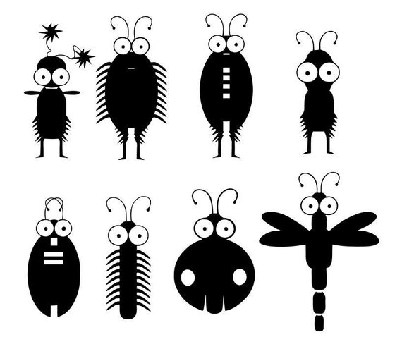 Download Funny Cute Little Bugs Silhouette Svg Cut File Digital Art Etsy