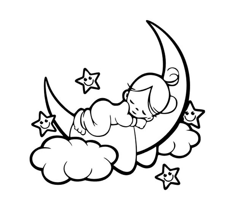 Download Moon girl Cute newborn baby girl sleeping on moon ...