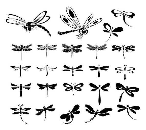 Download 24 Dragonfly Clipart Cute Dragonfly Svg Silhouette Design Cut Etsy