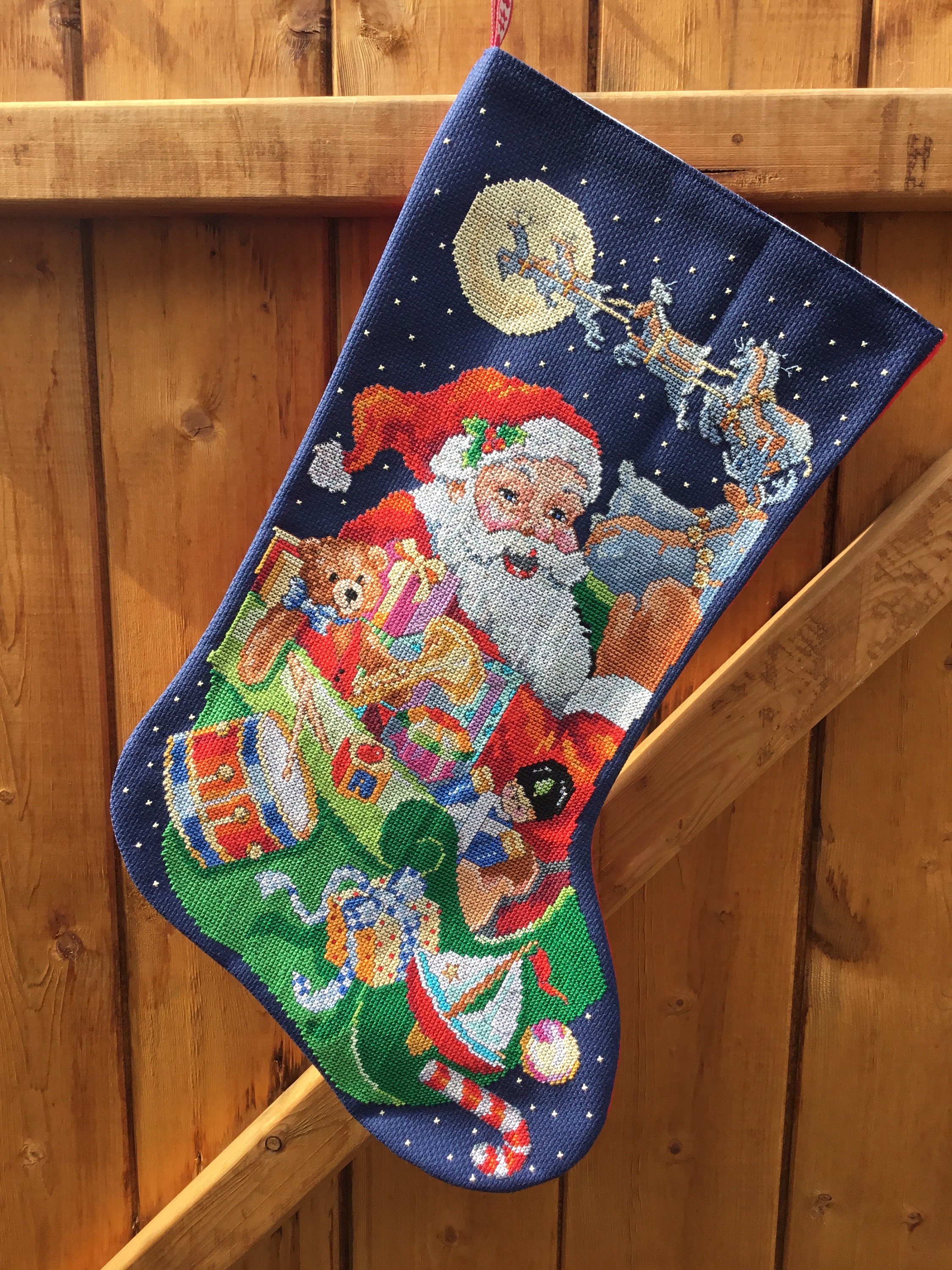 Hand Stitched Christmas Stocking Up Up and Away Etsy