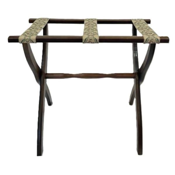 Vintage SCHEIBE Wood Folding Luggage Suitcase Rack Stand w/ Tapestry Straps ~ BnB VRBO Guest Room