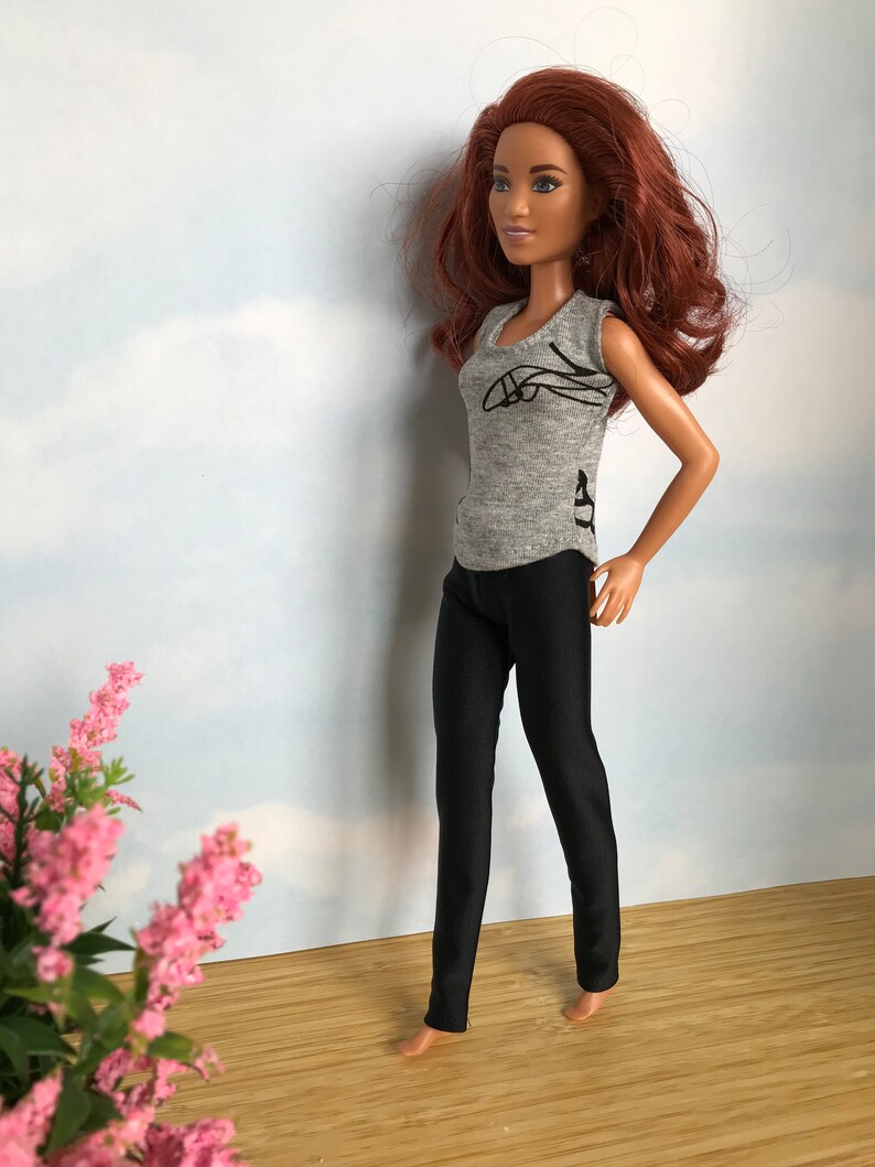 Barbie leggings Barbie clothes Barbie outfit doll clothes,black denim jeans