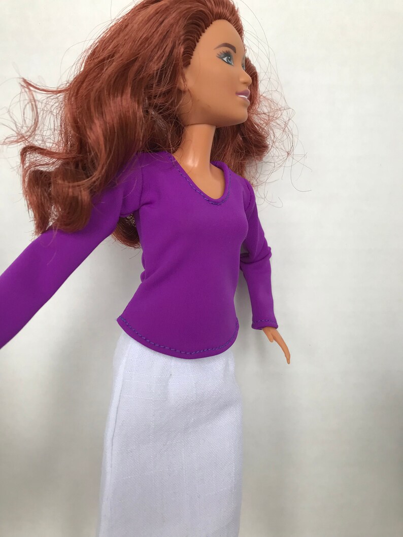 Barbie doll top Handmade V-neck top clothing fits 11.5 inch doll fits Fashionistas Barbie