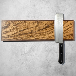 Birdseye Zebrawood Magnetic Knife Rack - Walnut Frame