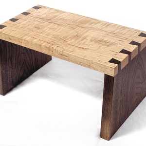 Wood Step Stool, Handmade Dovetailed Hardwood Modern Step Stool