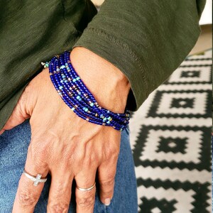 Multi layer bracelet, Blue layered bracelet, Macrame knot bracelet, colorful bracelet, adjustable bracelet, Valentines Gift