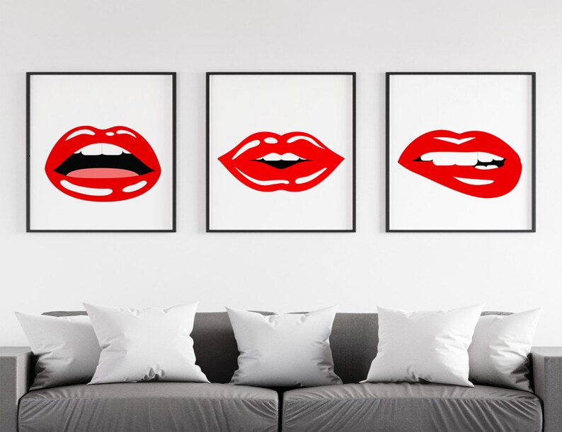 Lips wall art lip wall art lips poster fashion prints lips | Etsy