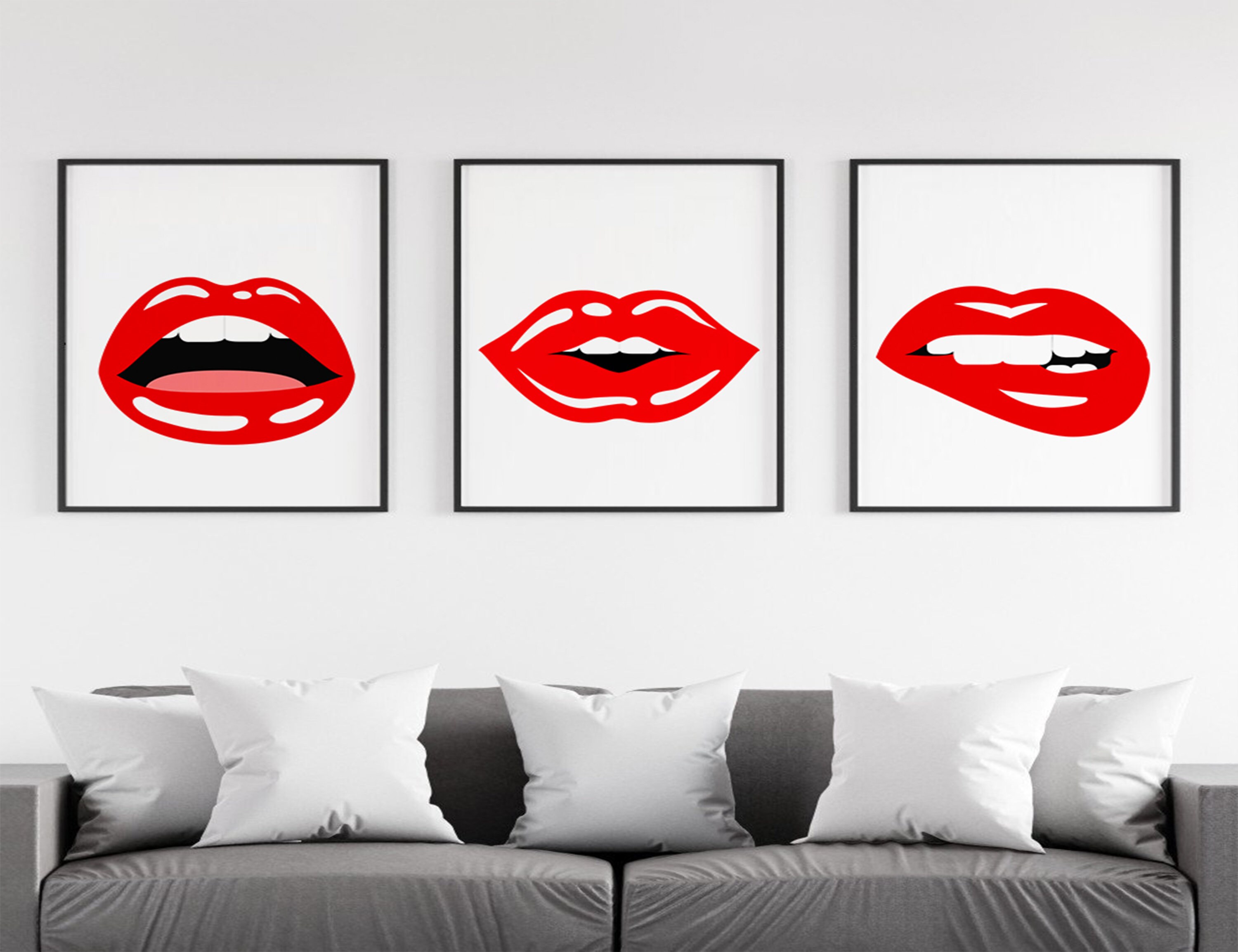 Lips wall art lip wall art lips poster fashion prints lips Etsy