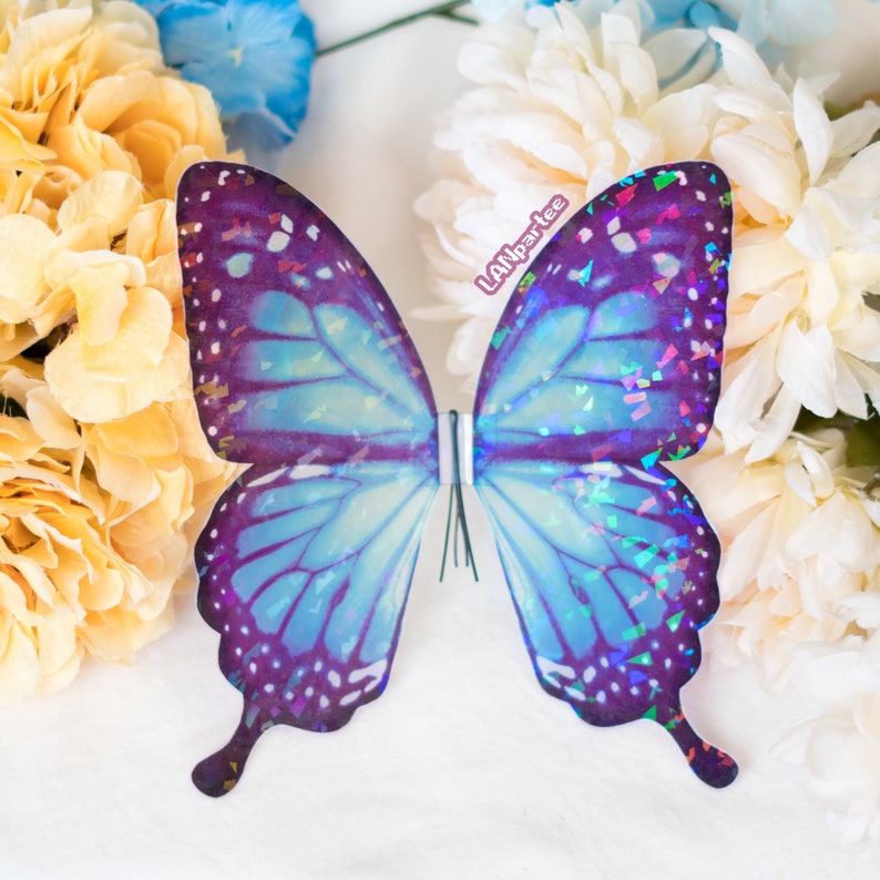 Holographic Translucent Butterfly Wings Accessory Purple (Realistic)
