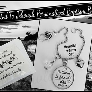 Jw Sister Personalized Baptism Gift &quot;Dedicated To Jehovah&quot;  Charm Bracelet Stainless Steel Jw Assembly ,Convention Gift With Gift Note