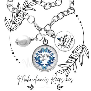 Jw Baptism Gifts &quot;Best Life Ever&quot; Blue Butterflies Charm Bracelet With Name & Baptism Date, Jw Assembly Convention Gift Jw Pioneer