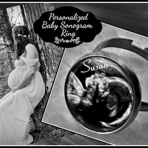 Personalized Baby Ultrasound  Sonogram  Photo Ring  With Baby Name, Maternity Mom, Baby Shower Gift Maternity Fashion Jewelry