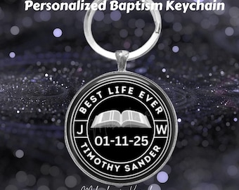 Chaveiro personalizado das Testemunhas de Jeová, presente de batismo para irmãos, "A Melhor Vida de Sempre", chaveiro para convenções e assembleias das Testemunhas de Jeová, preto, branco, Bíblia aberta.