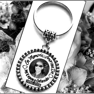 Porte-clé photo commémoratif espagnol De Esposo llavero Con Foto, Nombre Y Fechas Regalo De Condolencia Para Viuda Souvenir commémoratif espagnol