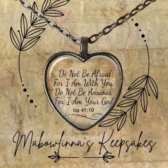 Jw Sister Keepsake Heart Necklace "Do Not Be Afraid"  Isaiah 41:10 Scripture Quote, Antique Vintage Bronze  Jw Baptism Gift, Jw Pioneer Gift