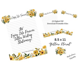JW Letter Writing Template – Yellow Floral Printable Stationery – Enjoy Life Forever Ministry Sheets – Lined and Unlined PDF Download