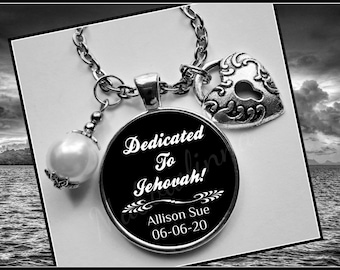Personalized Jw Gifts &quot;Dedicated To Jehovah&quot; Necklace With Name And Baptism Date Charmed Necklace JW Convention, Assembly Baptism Gift