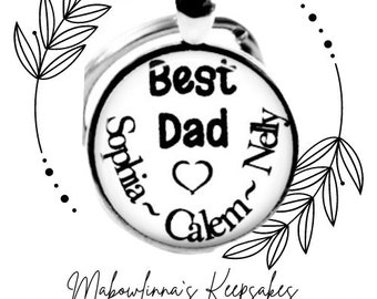 Personalized Best Dad Keychain For Dad With Children Names Special Keepsake For Dad