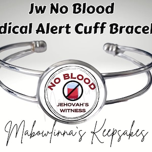 Bracelet d'identification d'alerte médicale « No Blood » Jw Témoin de Jéhovah pas de transfusion sanguine