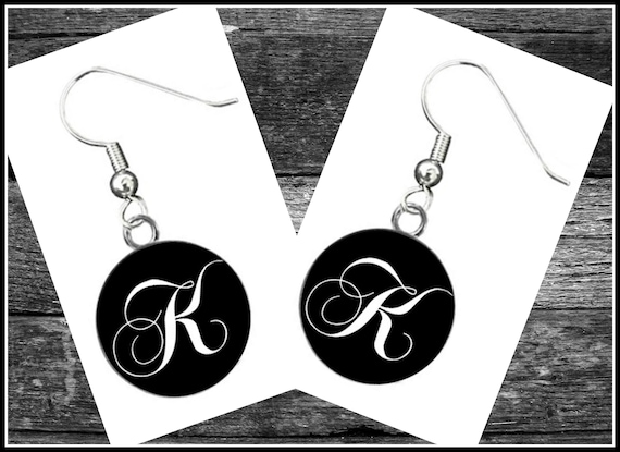 Initial earrings dangle deals