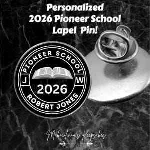 JW Pioneer School Gift 2026 • Personalized Tie Clip or Lapel Pin • JW Brother Gift • Custom Name • Black & White