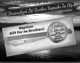 Personalized Jw Brother Baptism Keepsake Gift  &quot;I Belong To Jehovah&quot;  Tie Clip Gift  With Name & Baptism Date