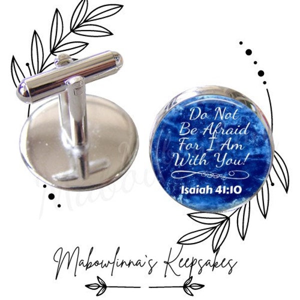 Jw Brother Baptism Gifts "Do Not Be Afraid For I Am With You" Isaiah 41:10  Blue/White Cufflinks, Jw Brother  Encouragement ,Pioneer Gift