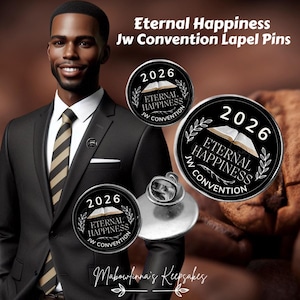JW 2026 “Eternal Happiness” Convention Pin / Tie Tack – Open Bible Design – Single or 3‑Pc Bundle – Stainless Steel Keepsake Gift