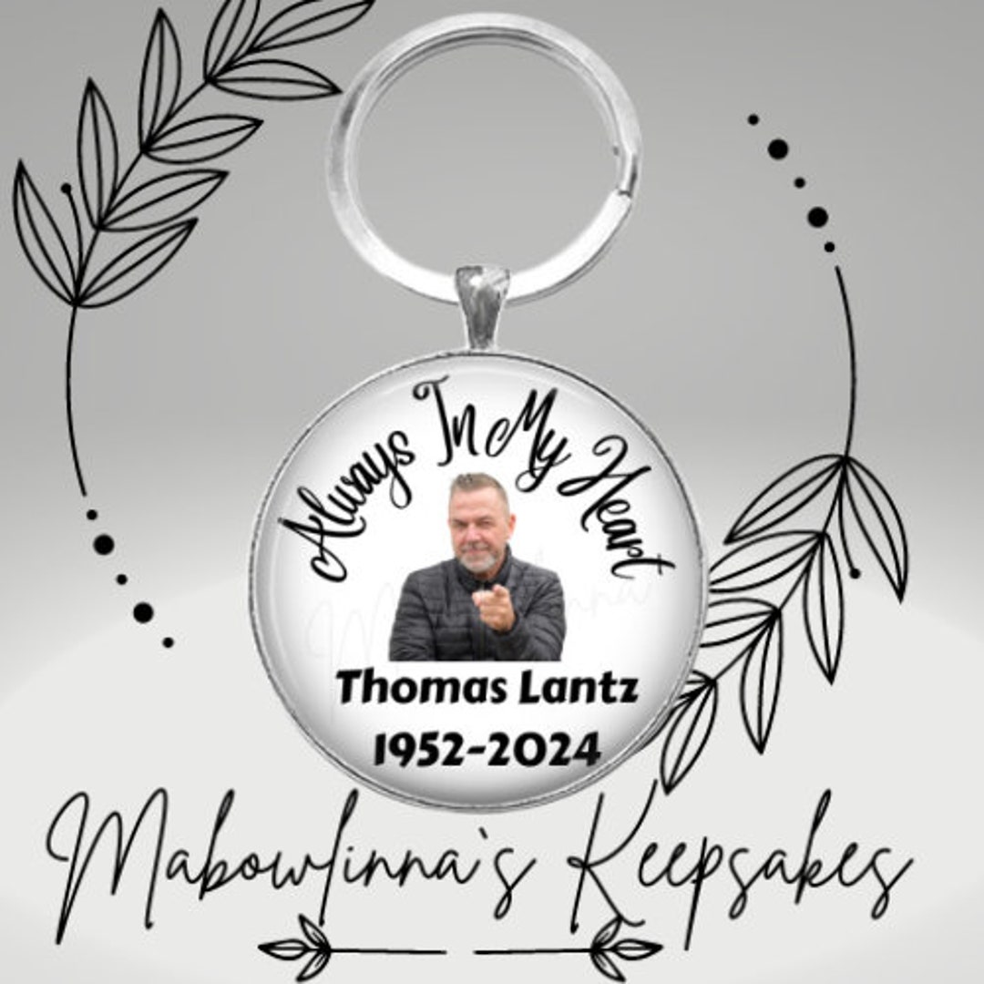 Always in My Heart Personalized Photo Keychain With Dates Condolence ...