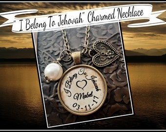 Jw Personalized Baptism Gift "I Belong To Jehovah" Charmed Necklace With Name & Baptism Date  Bronze Antique Vintage Design Jw Pioneer Gift