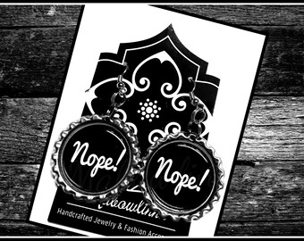 Message Quote Word Earrings "Nope"