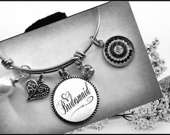 Bridesmaid Gifts Custom Initial Personalized  Charm Bracelet  Wedding Party Gifts