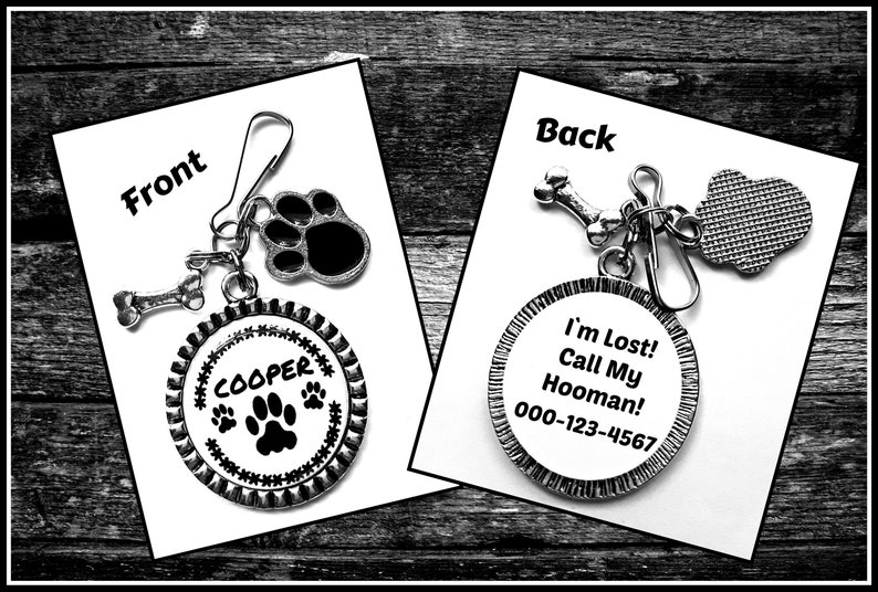 Dog Cat Pet Id Tags With Name and Phone Number With Message Etsy