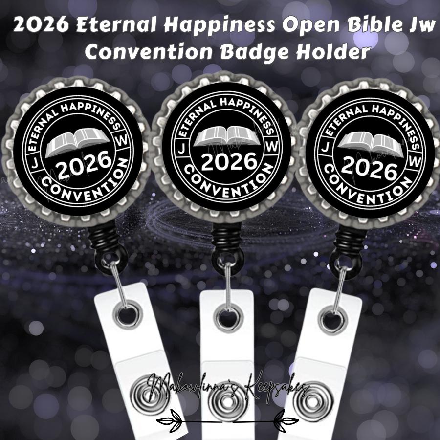 JW 2026 Convention Badge Holder – “eternal Happiness” Badge Reel