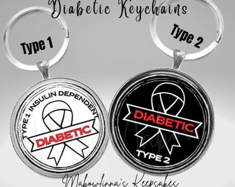 Sleutelhanger voor medische waarschuwing voor diabetes • Type 1 of type 2 • Insulineafhankelijke medische ID • Noodsleutelhanger