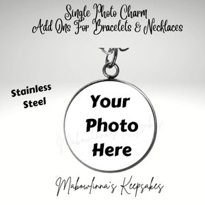 Personalized Add On  Photo Charms Single For Bracelets, Necklaces, Keychains Stainless Steel