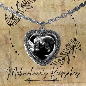 Mom To Be Baby Ultrasound Sonogram Heart Shape  Photo Charm Necklace Keepsake Gift For Wife From Husband Stainless Steel Chain